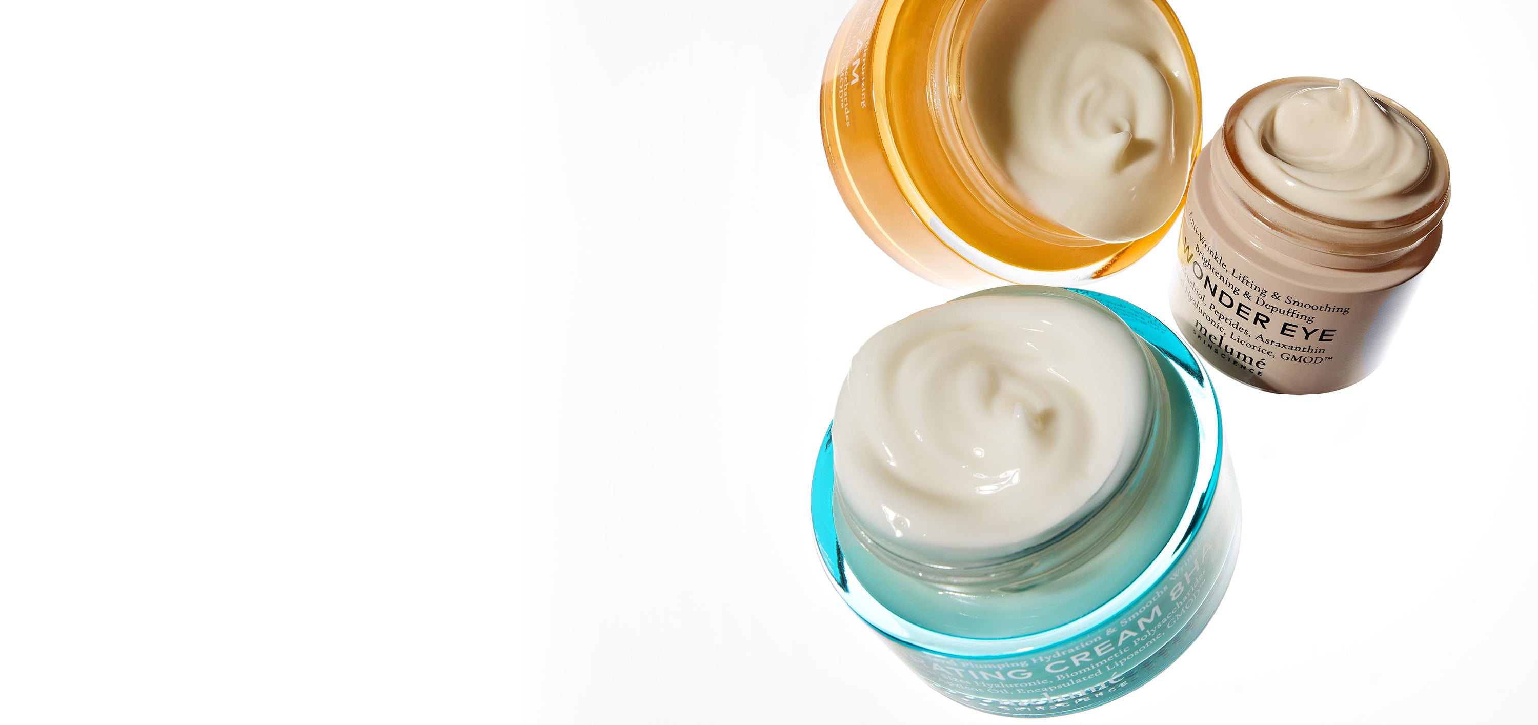 image of super c-cream, wonder eye, hydrating cream 8HA. All opened.