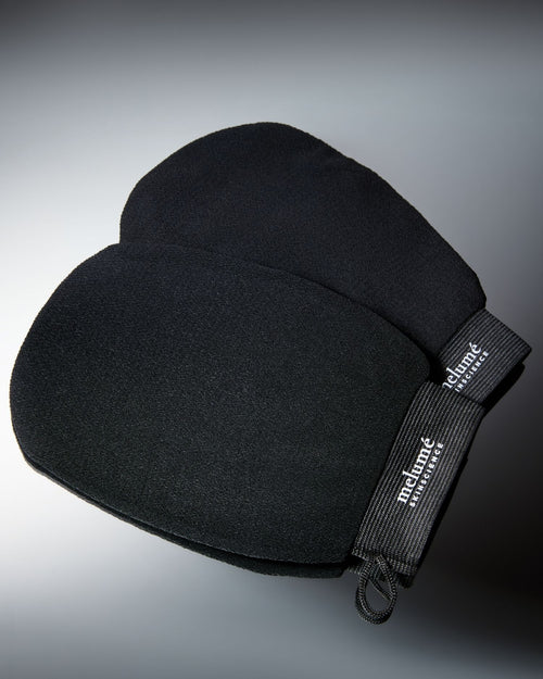 Load image 1 in gallery view. Black body gloves with a rayon photographed on a dark gray to black gradient background.